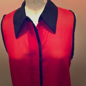 Black and red collared tank